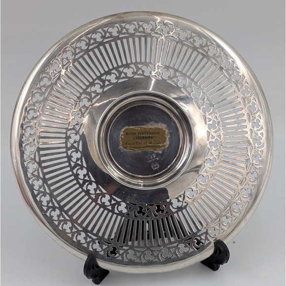 Meriden Britannia Sterling Silver Reticulated Tray Footed Dish 8.5” #475 - Picture 5 of 14